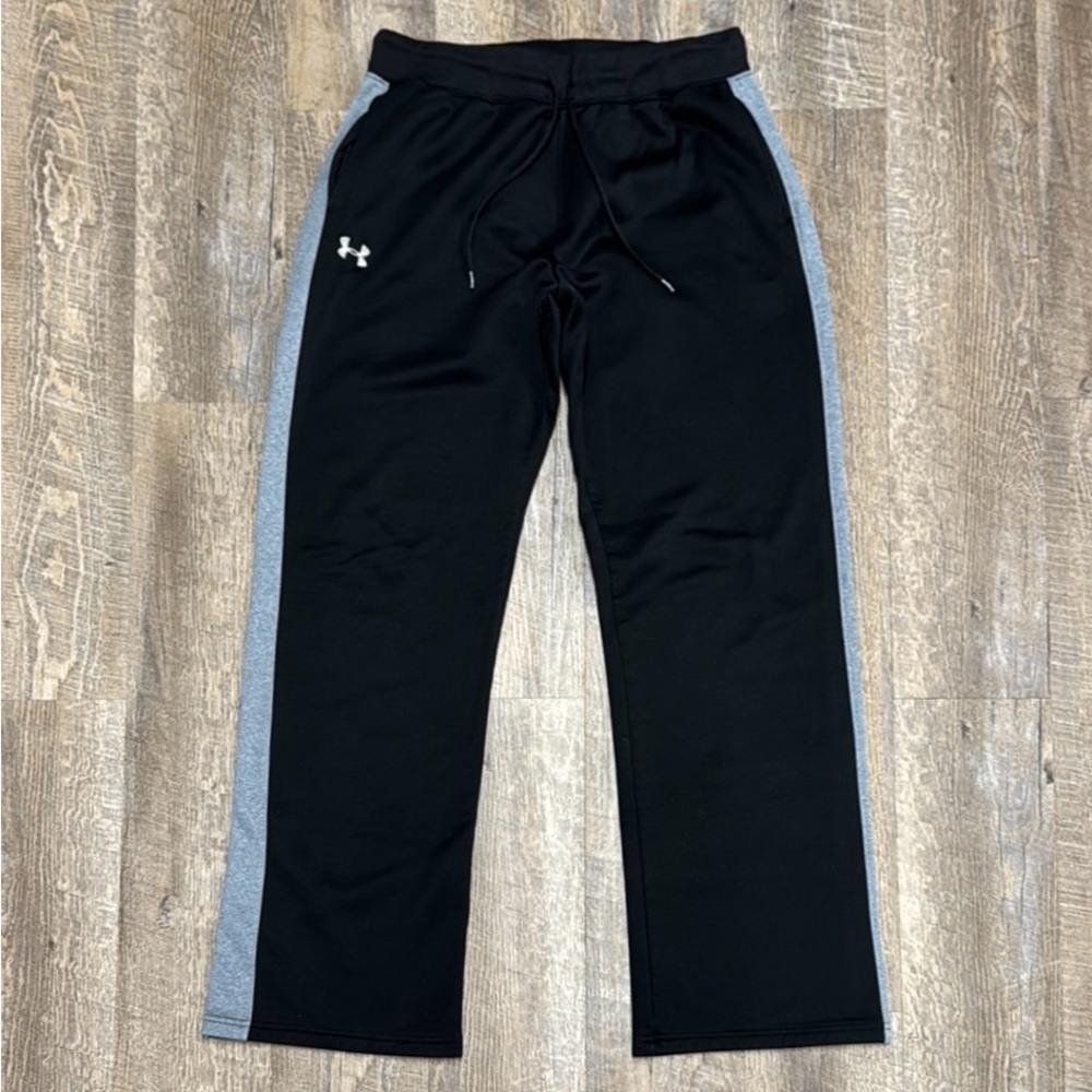 Under Armour Jogger Workout Gym Logo Black Gray Two Tone Sweatpants Size Large